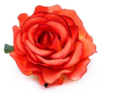 Wisafory 10 Stück Künstliche Blumenköpfe Rosen Blütenköpfe RosenKöpfe Kunst Blumen Rosen Köpfe Kunstblumen Rosen ​Seidenblumen Dekoration für Hochzeit Party DIY Basteln 11 cm Dunkelorange