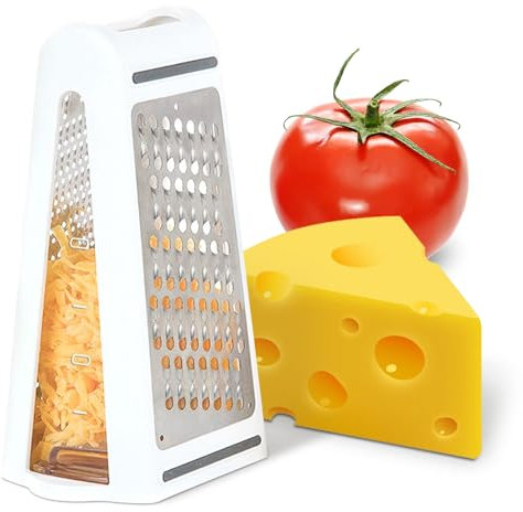 Stainless Steel Cheese Grater with Container, 480ml Box Kitchen Grater for Coarse/Fine/Zesting/Slicing,Non-Slip Base & Ergonomic Handle, for Cheese Stainless Steel Vegetable Slicer Food Shredder