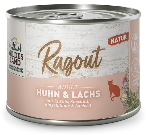 Ragout Chicken & Lachs mit Karren, Zucchini, Marigold & Lachsöl, 180 g