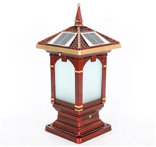 HOGNYAU Lámpara De Columna Solar Lámparas De Poste Impermeables Y A Prueba De Lluvia IP65 Luces De Pilar De Bolardo De Puerta De Metal Luminaria De Calle con Acabado Negro De Vidrio Templado