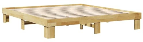 vidaXL Sängram utan madrass 200x200 cm massiv trä ek, sovrumsmöbler, sängbotten, dubbelsäng, säng, sängbotten, träsäng, massivt trä säng