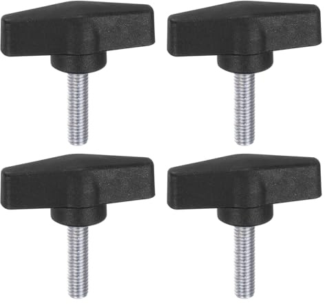 QUARKZMAN 4 Stück Rändelschrauben mit T Flügelknöpfe M8 x 30mm Kunststoff T-Kopf Kohlenstoffstahl 55mm Gewindebolzen Klemmschraube Flügelschraube Haltegriffe Klemmknopf für Maschine
