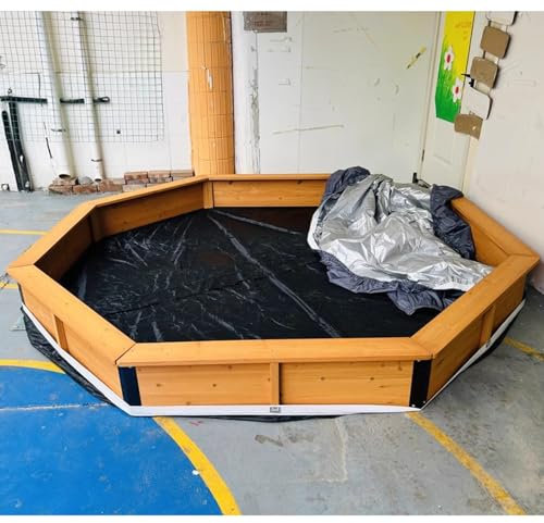 Großer achteckiger Sandkasten für den Außenbereich mit Abdecktuch, Holzsandkasten mit Eckenschutz-Design und eingezäuntem Bereich für Kinder zum Spielen (200 x 200 cm)