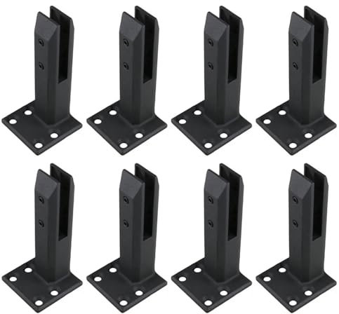 Pince à Verre Robuste Noire, Pinces De Poteau De Garde-Corps en Acier Inoxydable pour ClôTure De Piscine, Balcons De Jardin à Domicile, Escaliers,8pcs,200mm