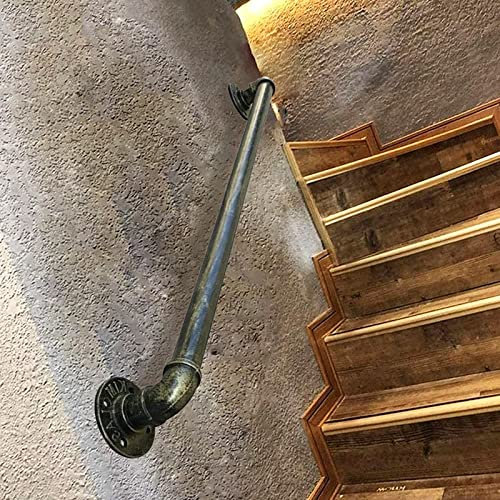 Wandmontierter Handlauf, Treppengeländer für Innen- und Außenbereich, 3 m/3,6 m/4 m/5,2 m, Bronze-Schmiedeeisen-Rohr-Design, 30 cm Größe