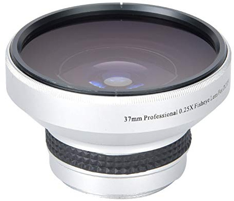37mm 0.25X Super Fisheye Lens, Silver Strong Applicability Additional Lens with Removable Design, Wide View, Macro Close Up, for 37mm Caliber Camera
