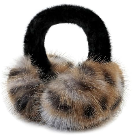 SEYUFN Plüsch Ohrenschützer Damen Winter Ohrenwärmer Faltbare Ohrenschützer Damen Earmuffs Weich Teenager-Mädchen (Léopard 2)