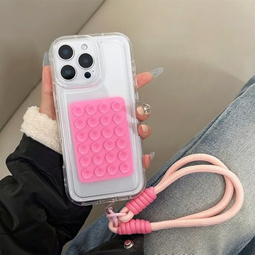 LYWZDZQ Suction Cup Airbag With Lanyard Phone Case For iPhone 16 15 14 13 12 11 Pro Max XR X XS 7 8 Plus Mini 16E Clear Shockproof Cover,with lanyard,For iPhone 15