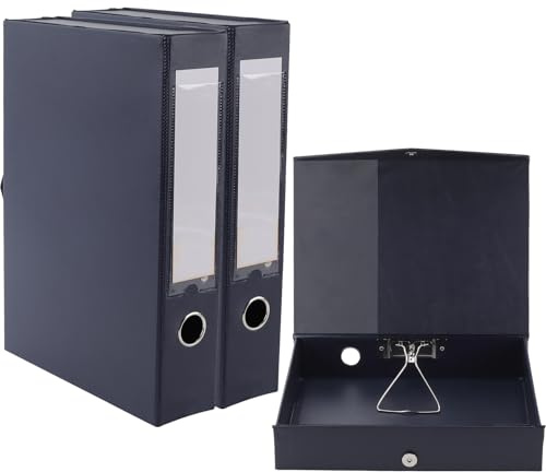 MOUYAT 2 PCS A4 Box File, Navy Blue, Professional, Document Storage Box, 24.5 x 33 x 6.8 cm