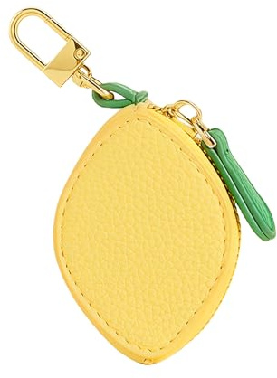Evadollina Mini Geldbörse Damen, Schlüsseletui Damen, Coin Purse, Schlüsseletui, Süßer Leder Taschenanhänger, Halloween Geschenk, Christmas Geschenk (Zitrone)