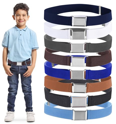 KEORHEZ 8 Stück Elastische Gürtel Kinder Verstellbar Gürtel Kinder Passend Für Jungen Und Mädchen Jeans Kleider Shorts