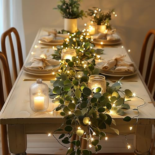 Funkelnde Olivenranke Lichterkette,Twinkling Tree Fairy Light Olive Vine,1,8 m Olivenbaum-Girlande mit 96 LED-Lichtern,Batteriebetriebene künstliches Grün Blätterranken für Weihnachtsdeko (A-1,8m)