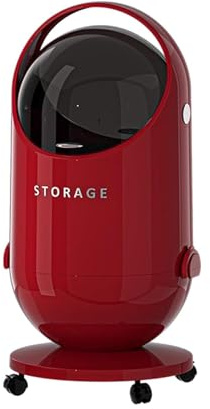 JISADER Cubo de basura con ruedas y tapa abatible para sala de estar y dormitorio, Rojo