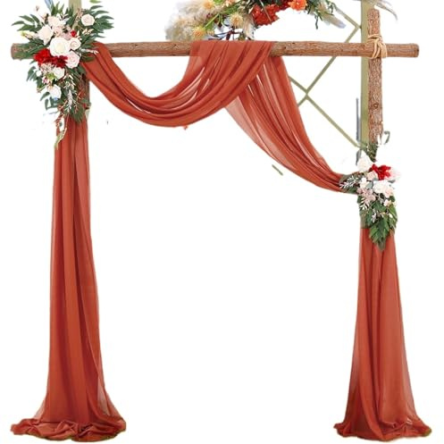 GIYXHU Tessuto per Drappeggio dell'Arco Nuziale Arco di Nozze Drappeggio Tessuto Chiffon panneggio soffitto del Partito Tende ad Arco for Il Matrimonio(Red,70x800cm)