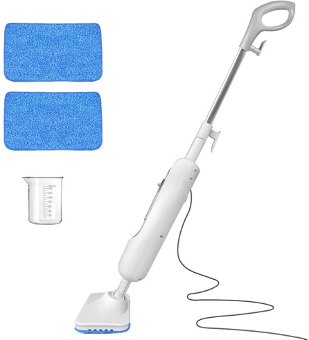 Balai Vapeur, Nettoyeur Vapeur Léger de 1500W pour sols durs avec 2 tampons de nettoyage lavables en machine et flacon de remplissage, Réservoir 400ml, Chauffage en 20 sec