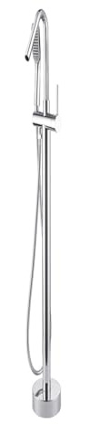 Grifo de bañera independiente con ducha de mano, montaje en suelo, mango único, elegante, perfecto para baños modernos