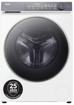 Haier X 7 HW120-B14367U-IB - Lavadora Carga Frontal 12KG, Clase A-40%, Función Vapor, Motor Direct Motion, Display Digital, 1400 RPM, Inicio Diferido, Detector Automático de KG, 14 Programas, Blanco