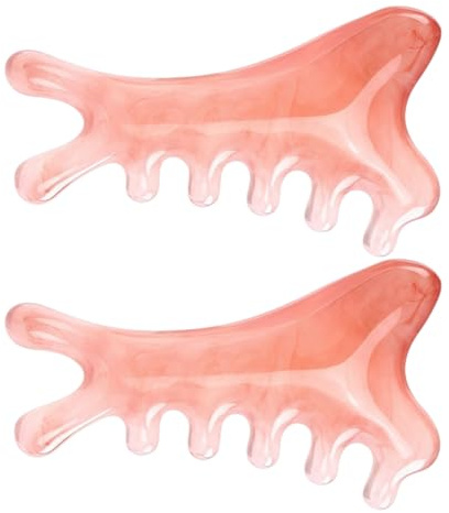 minkissy 2 Stück Kopfhautmassagegerät Gua Sha Gesichtsbürste aus Kunststoff Tragbar Rosa Stimulierender Kopfhautkamm für Haarpflege Sanfte Tiefengewebsmassage Reise Massagegerät