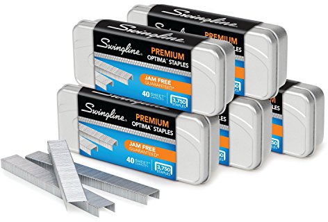 Swingline Staples, Optima, Premium, 1/4 Length, Jam Free, 210 Per Strip, 3,750/Box, 5 Pack (S7035565)