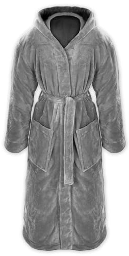 Gräfenstayn® Damen & Herren Kuschelfleece Bademantel mit Kapuze Größe S-XXXL mit Öko-Tex Standard 100 Flanell Fleece