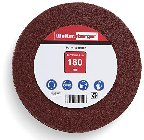 Woltersberger® 50 Stück Exzenter Schleifscheiben Ø 180mm | Körnung P60 | ohne Loch in rot | Schleifpapier für optimales schleifen, vielseitig einsetzbar