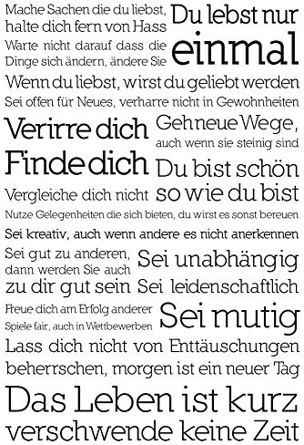 empireposter Motivational - Du lebst nur einmal Motivationsposter Plakat Druck - Grösse cm + 2 St Posterleisten Alu 63 cm