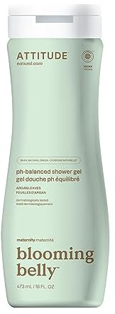 ATTITUDE Gel Douche pour Femme Enceinte, pH équilibré, EWG Verified, Testé Dermatologiquement, Produits de Maternité Végane, Extrait de Feuille d’Argan, 473 mL