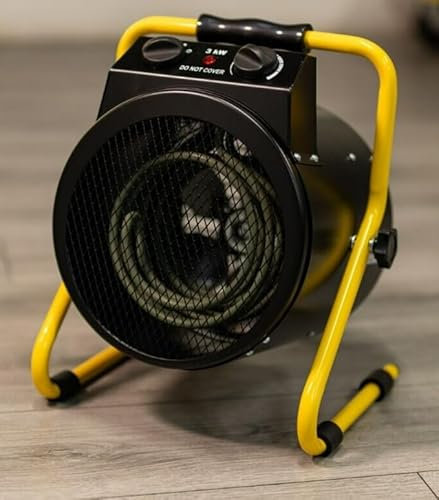 Garden Mile® Modern 3kW Electric Industrial Heater - Adjustable Thermostat Control Room Heater - ABS Plastic Tilting, Energy-Saving, Portable Use for Indoor, Workshop, Garage and Office Fan Heater