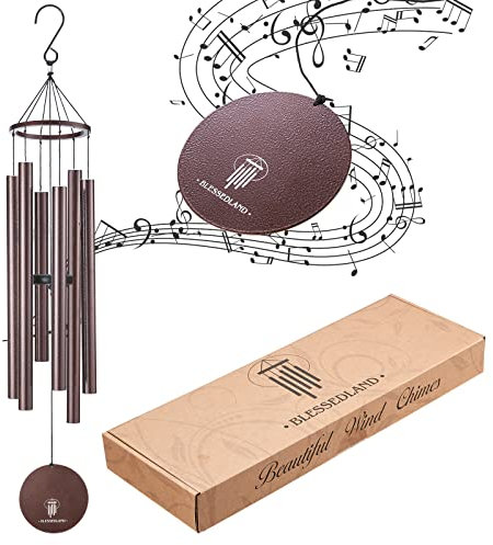 BLESSEDLAND Premium Windspiel 41“, Großer tiefer Ton，6 Metal Tubes, Outdoor-Dekor für Garten, Hof, Patio und Haus(Kupfervene)