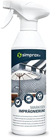 simprax® Spray Impermeabilizzante Tessuti Tende da Sole Esterni Teloni per Protezione Duratura - Ecologico & Senza PFC - Resistente all'Acqua & ai Raggi UV - Spray Impermeabilizzante Anti Acqua 500ml