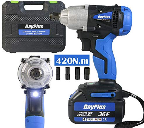 1/2 Schlagschrauber Ratsche Rasselmutter Pistole 18V 6.0A Li-Ionen wiederaufladbare Batterie 420Nm