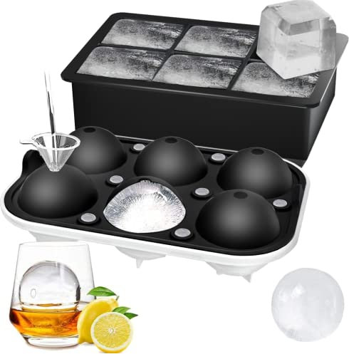 Rottay Eiswürfelform Silikon, XXL 45mm Eiskugelform 48mm 6-Fach 2-Set Eiswürfelformen Ice Cube Tray, BPA Frei Eiswürfel Form für Whisky Cocktails Saft Schokolade Süßigkeiten