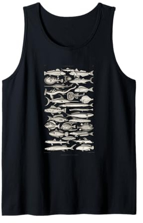 Ichthyology Fishes History Earth and Nature Sea Antique Art Tank Top