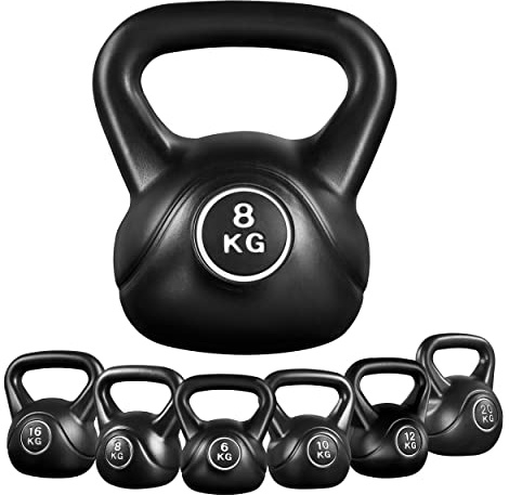 Yaheetech Kugelhantel Sport Kettlebell mit Kunststoffummantelung 6-20 Kg Schwunghantel Gewichte Hantel für Kraftraining und Cross Training