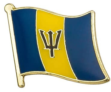 Barbados Caribbean Trident Country Enamel National Flag Lapel Metal Pin Badge – Patriotic Brooch 1.6 x 1.9 cm – Barbadian Identity and Heritage Symbol