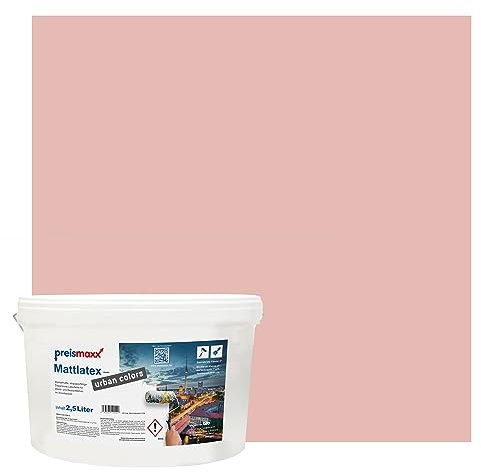 Preismaxx Mattlatex Farbe für Innen urban colors, bunte Wandfarbe Latexfarbe matt, rosa, schweinchenrosa, piggy pink 2,5L