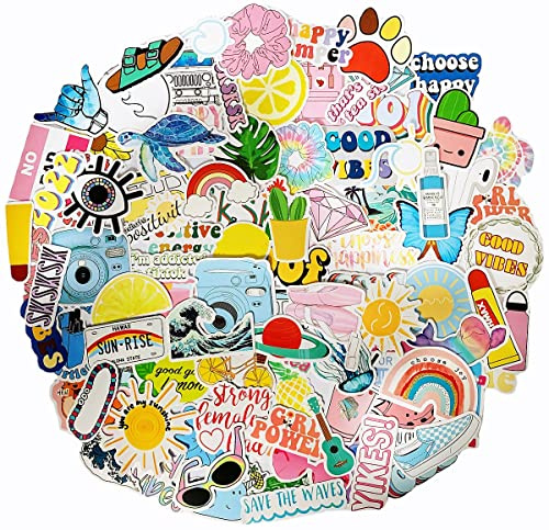 100PCs Cute Stickers, Aesthetic Waterproof Stickers for Water Bottles | Stickers for Girls, Laptop Stickers, 100 Waterproof Vinyl Pieces for Phone, Skateboard, Luggage, Kids
