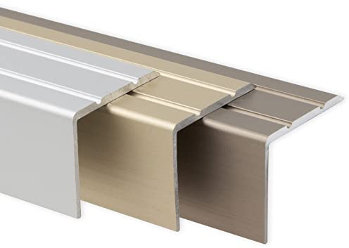 Floordirekt Winkelprofil 24,5 x 20 mm - Abschluss für Treppenstufen & Absätze - Vorgebohrt oder Vorgebohrt - Bodenleiste aus Aluminium (Sahara, Vorgebohrt)