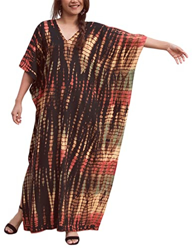 XIAOCILAO Strandklänning dam lång bohemisk maxiklänning blomma kimono bikini överdrag, kaftan kaftan, pareos, en storlek, 5, One size