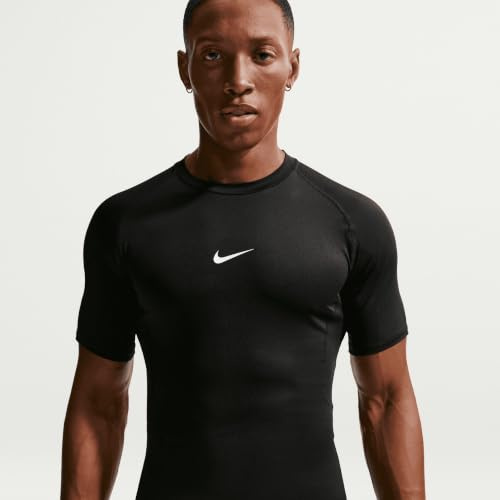 Nike M NP DF Tight Top SS Camiseta, Black/White 010, S Hombre