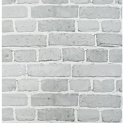 Arthome 44cmx10m Grigio Mattone Pietra Carta da Parati, Pellicola Adesiva per mobili appiccicoso indietro rotolo plastica, impermeabile PVC Vinilica per cucina, camino parete di copertura