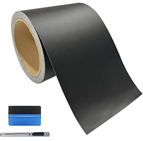 Auto Folie Schwarz Matt - 10CMx900CM Selbstklebend Zierleisten Folie für Auto Motorrad Fenster Kfz Chromleisten Folierung Schwarz