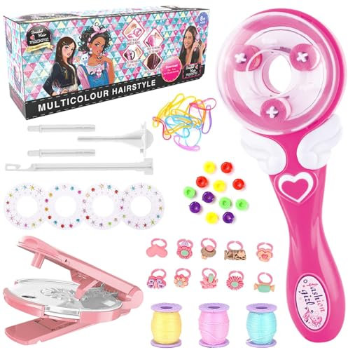 Treccine Magiche & Set Accessori per Capelli Brillantini per Bambina - Macchina per Treccine Capelli, Strumenti per Styling dei Capelli - Kit Hair Bedazzler con 240 Diamanti
