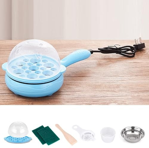 Schneller Eierkocher, Elektrischer Eierkocher Für Hartgekochte Eier, Multifunktionaler 2-in-1-Eierkocher, Antihaftbeschichtete Eierbratpfanne, Automatisches Ausschalten Des Eierkochers(Blau)