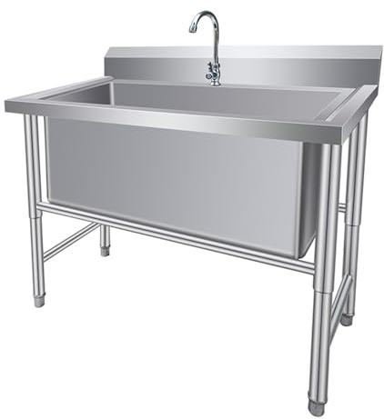Freistehende Einzelbecken-spüle,Küchenspüle Für Gewerbliche Restaurants,Handwaschbecken Für Die Zubereitung Und Nutzung,Einzelspülbecken-set Aus Edelstahl,Außenspüle Mit Kaltwasserleitung(32in/80cm)