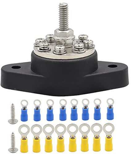 jojofuny Terminal 1 Satz 8-Wege-Stromverteilungsbolzen Klemmleiste aus Kupfer 48-V-Verteilerblock Klemmenblöcke Sammelschiene Klemmenblock Yacht Zucht Batterie Terminals Kunststoff