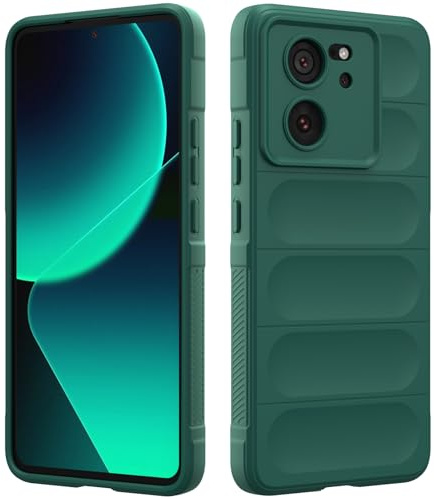 RIIMUHIR Funda Silicona Compatible con Xiaomi 13T / 13T Pro, Protectora de Cuerpo Completo, Antigolpes Carcasa, Protección Lente Cámara, Tacto Suave y Sedoso Caso (Verde Oscuro)