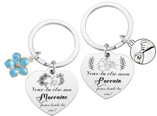 MNBVBV Cadeau Parrain Marraine demande original Veux-tu être marraine ou parrain demande cadeau pour baptême - Porte-clé (2)