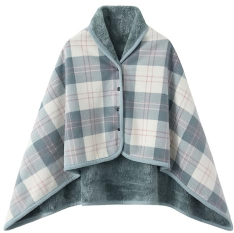 KBOPLEMQ Poncho Invierno Cálido Capa Mujer Oficina Hogar para Mujeres Niñas Abrigo de Punto a Prueba de Viento Manta de Invierno de Gran Tamaño Manta de Franela Forro Polar Cape Suave Grueso Frente