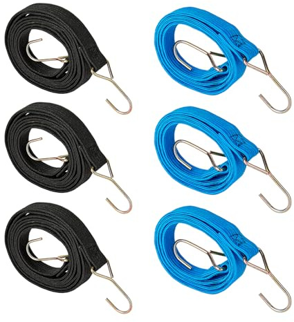 TOONGEEN Bungee Cords with Hooks, 6Pack Elastic Bungee Straps, 3x39,3x 78 | Elastic Rope, Bungee Straps, Heavy Duty, Elastic Straps, For Luggage Racks Storage, Camping Tents, RVs Trunks Caravan Bike